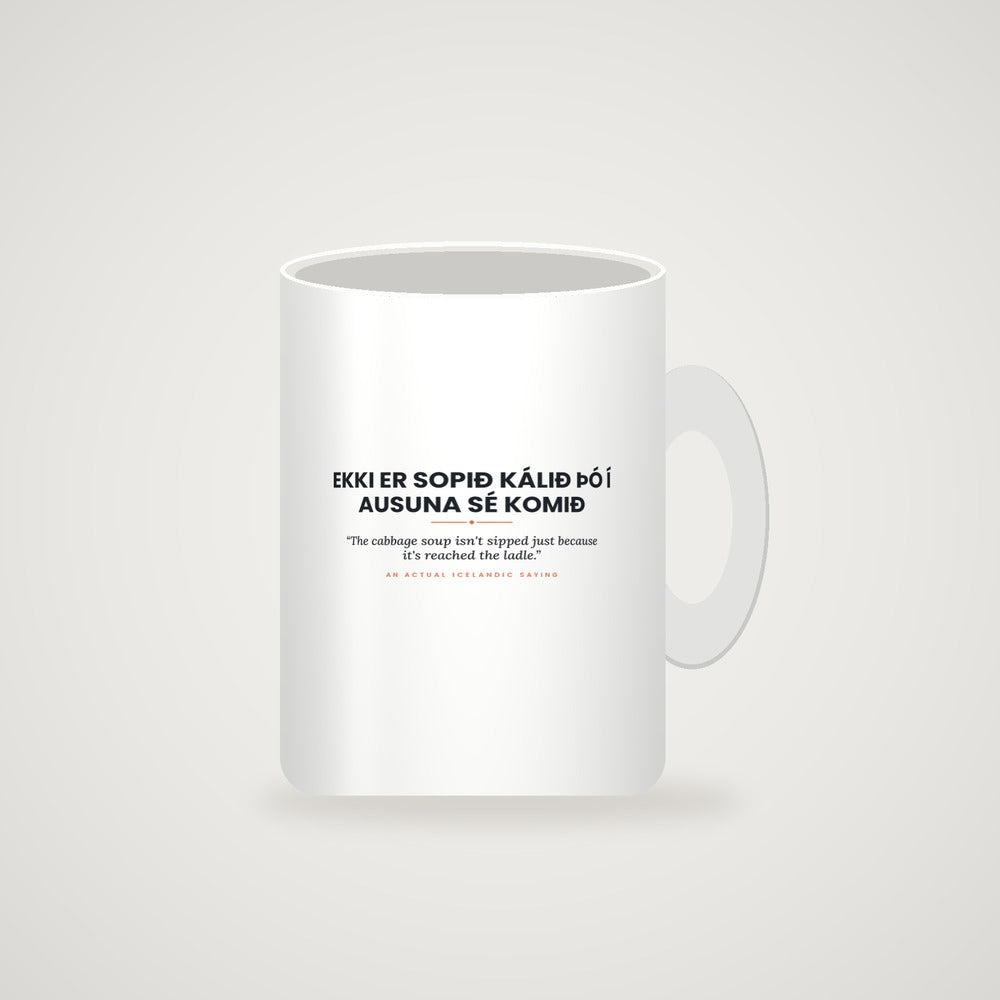 Mug mockup — full slogan visible