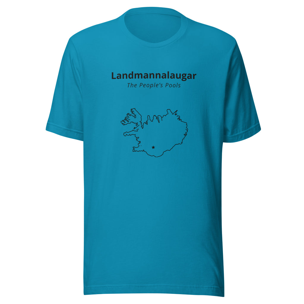 Front view of the Aqua Landmannalaugar T-shirt, showing the front print.