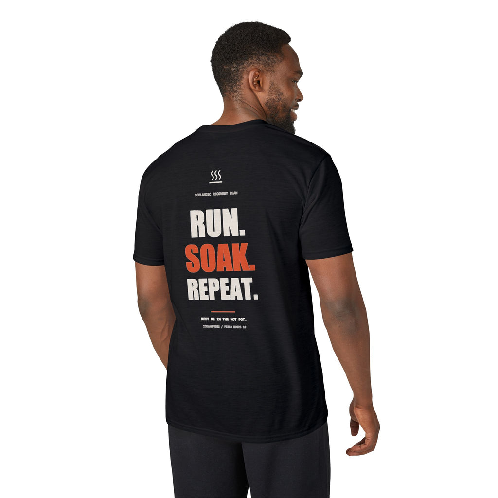 Run. Soak. Repeat. — Gildan Performance Back-Print Tee