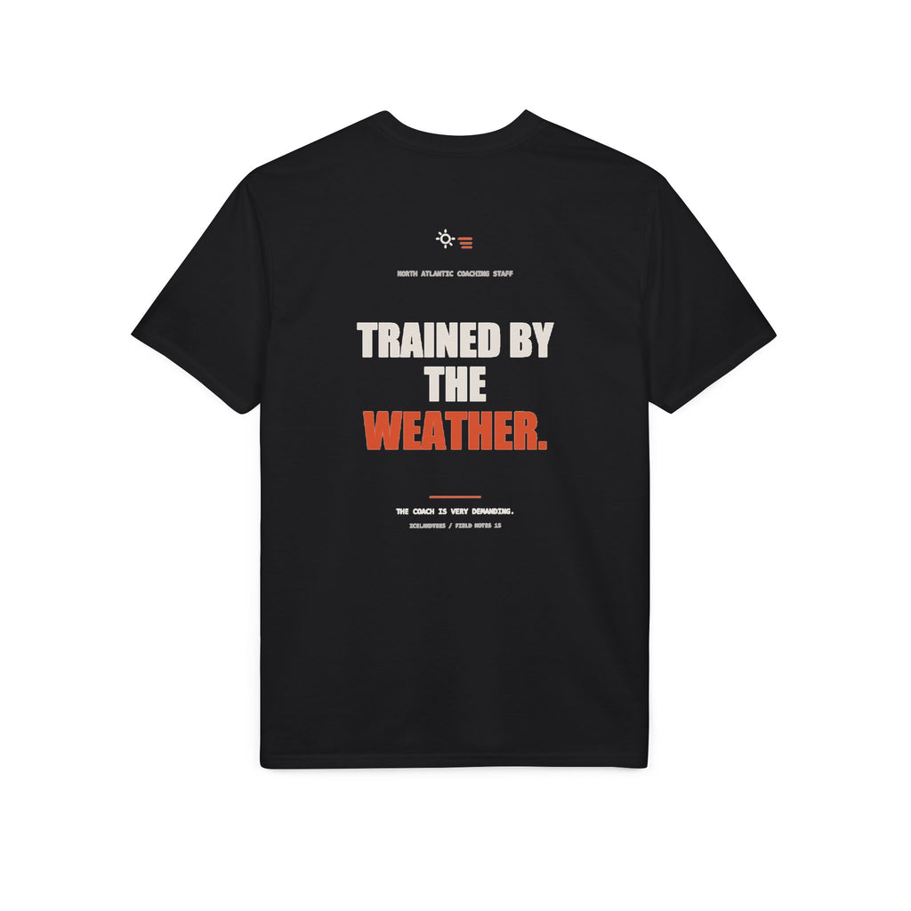Trained by the Weather — Gildan Performance Back-Print Tee