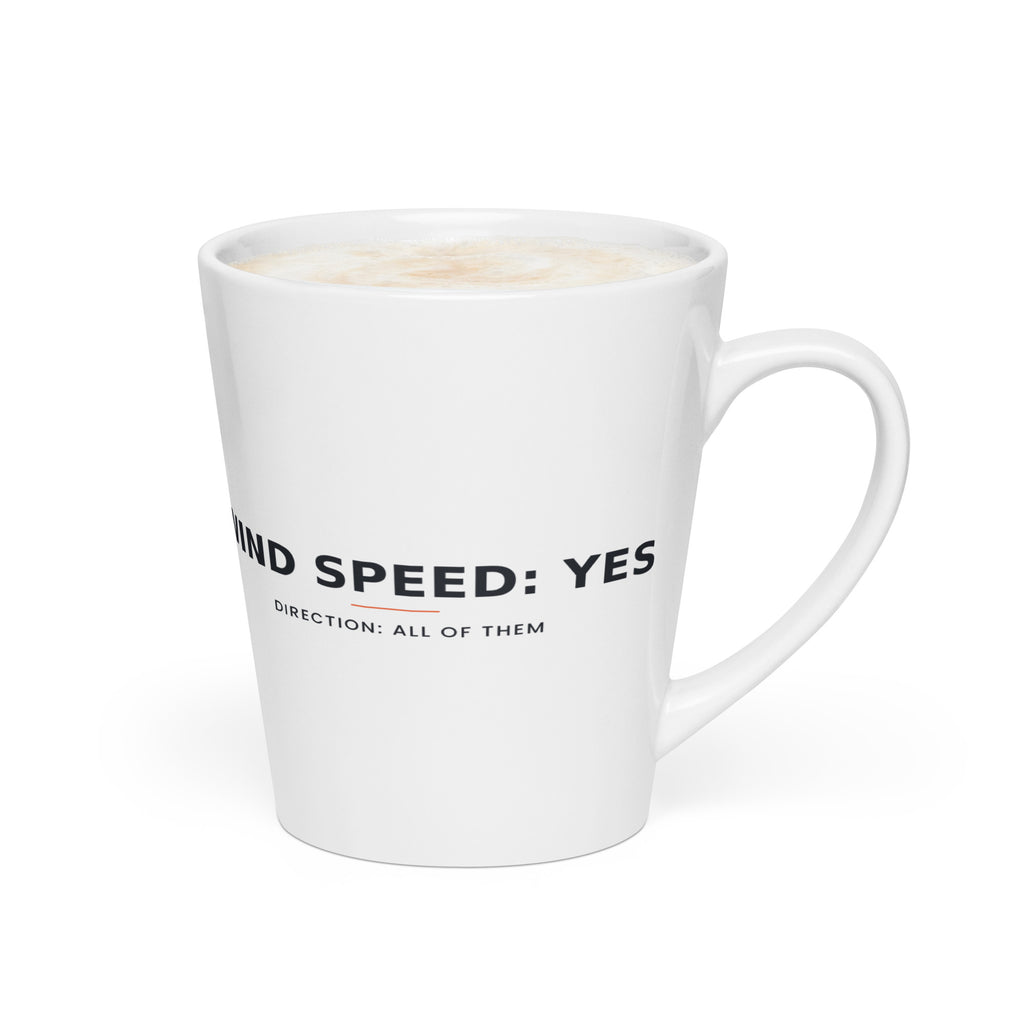 Wind Speed: Yes — Iceland Latte Mug — white tapered 12 oz latte mug, right view showing the printed wrap