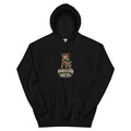 Þvörusleikir vintage Icelandic Yule Lad design on a black hoodie, front view