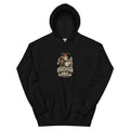 Stekkjastaur vintage Icelandic Yule Lad design on a black hoodie, front view
