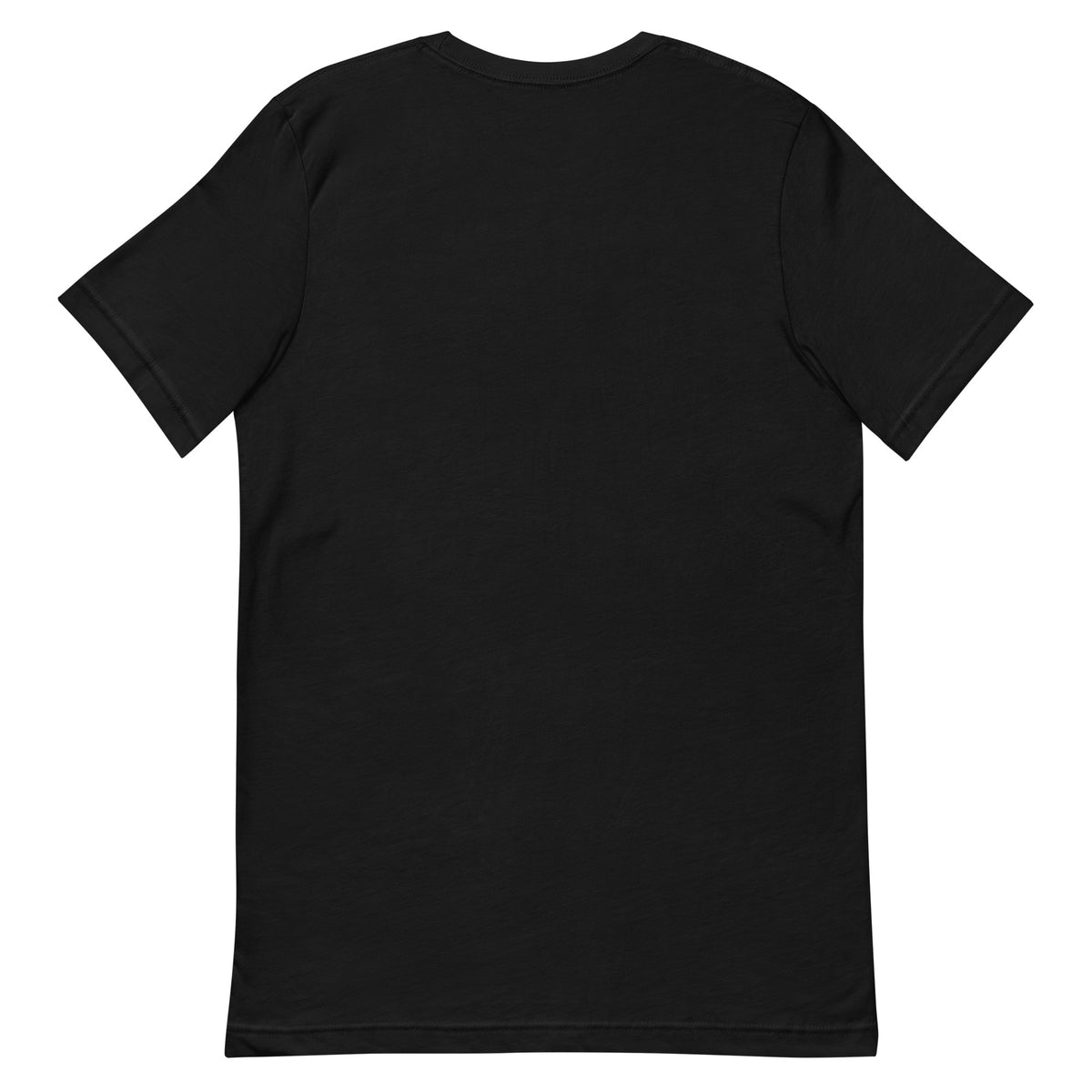 Black Bella + Canvas 3001 tee, plain unprinted back view.