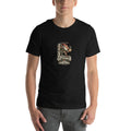 Gáttaþefur vintage Icelandic Yule Lad design on a black tee, front view