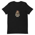 Kertasníkir Candle Beggar vintage Yule Lad design on a black Bella + Canvas 3001 tee, front view.
