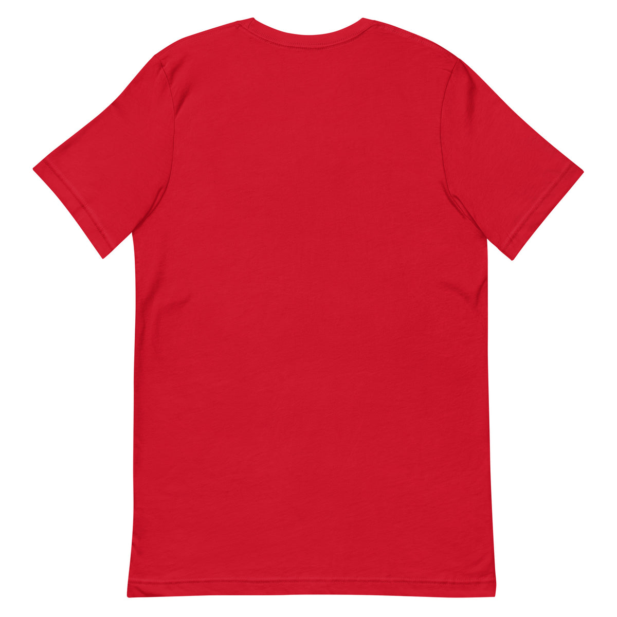 Back view of the Red Chasing Waterfalls Since 874 AD T-shirt, showing the plain, unprinted back.